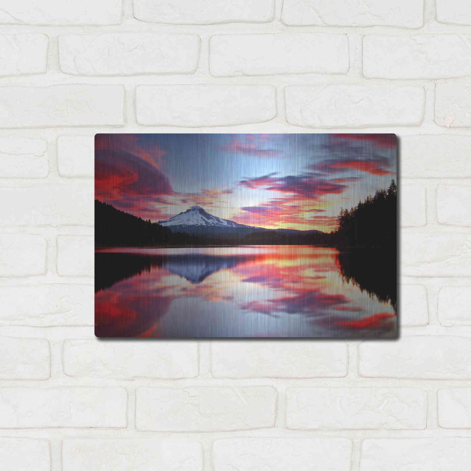Luxe Metal Art 'Sunrise on the Lake' by Darren White, Metal Wall Art,16x12