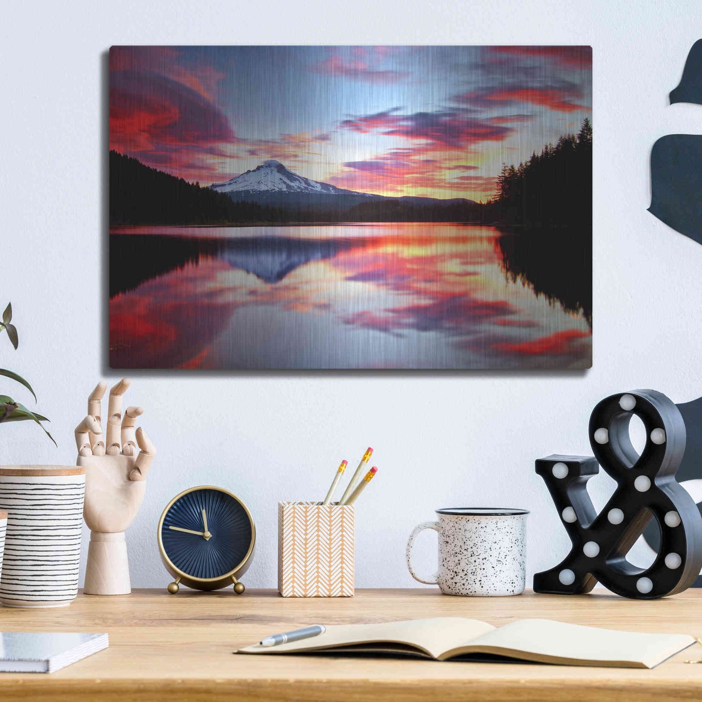 Luxe Metal Art 'Sunrise on the Lake' by Darren White, Metal Wall Art,16x12