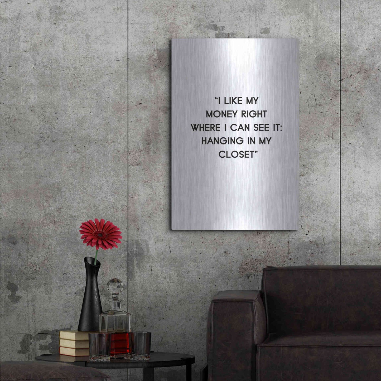 Luxe Metal Art 'I Like My Money' by Design Fabrikken, Metal Wall Art,24x36