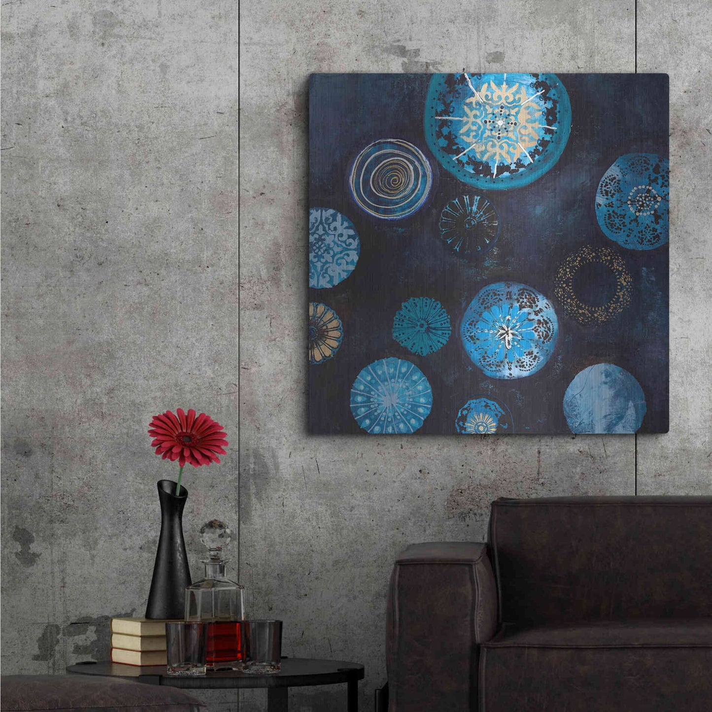Luxe Metal Art 'Indigo' by Design Fabrikken, Metal Wall Art,36x36