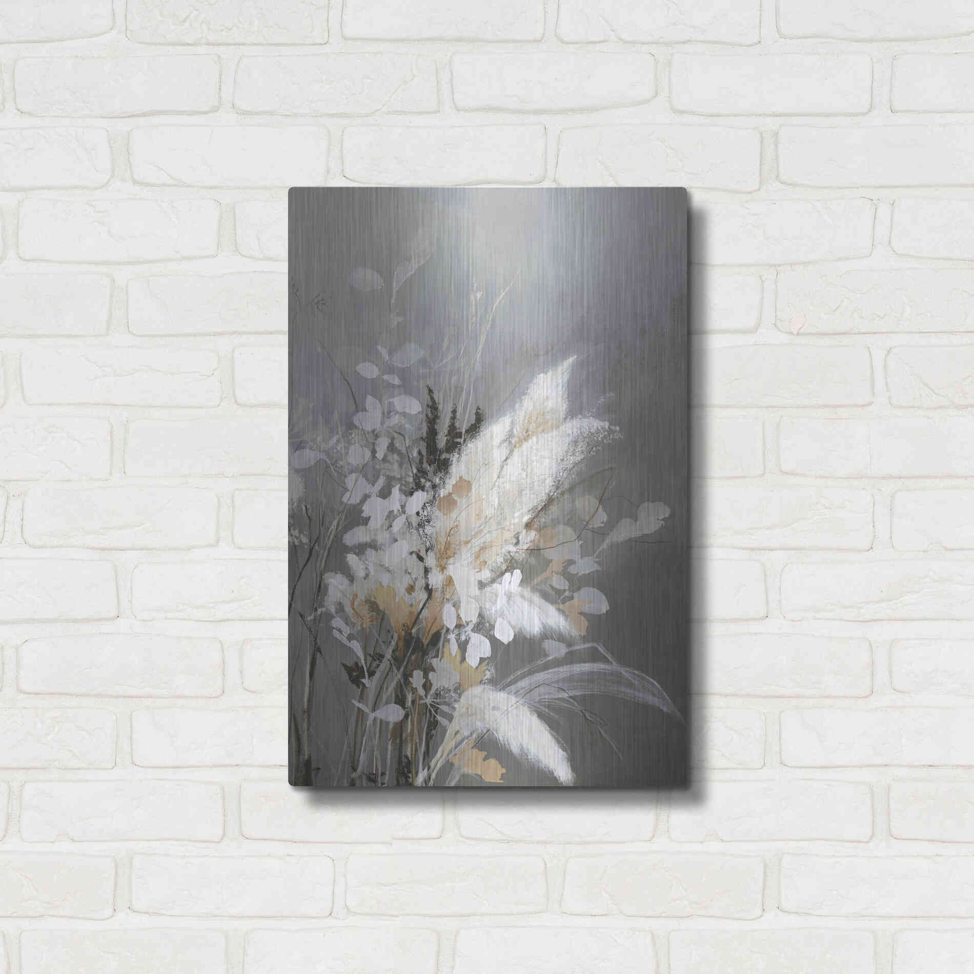 Luxe Metal Art 'Light Leaves 2' by Design Fabrikken, Metal Wall Art,16x24