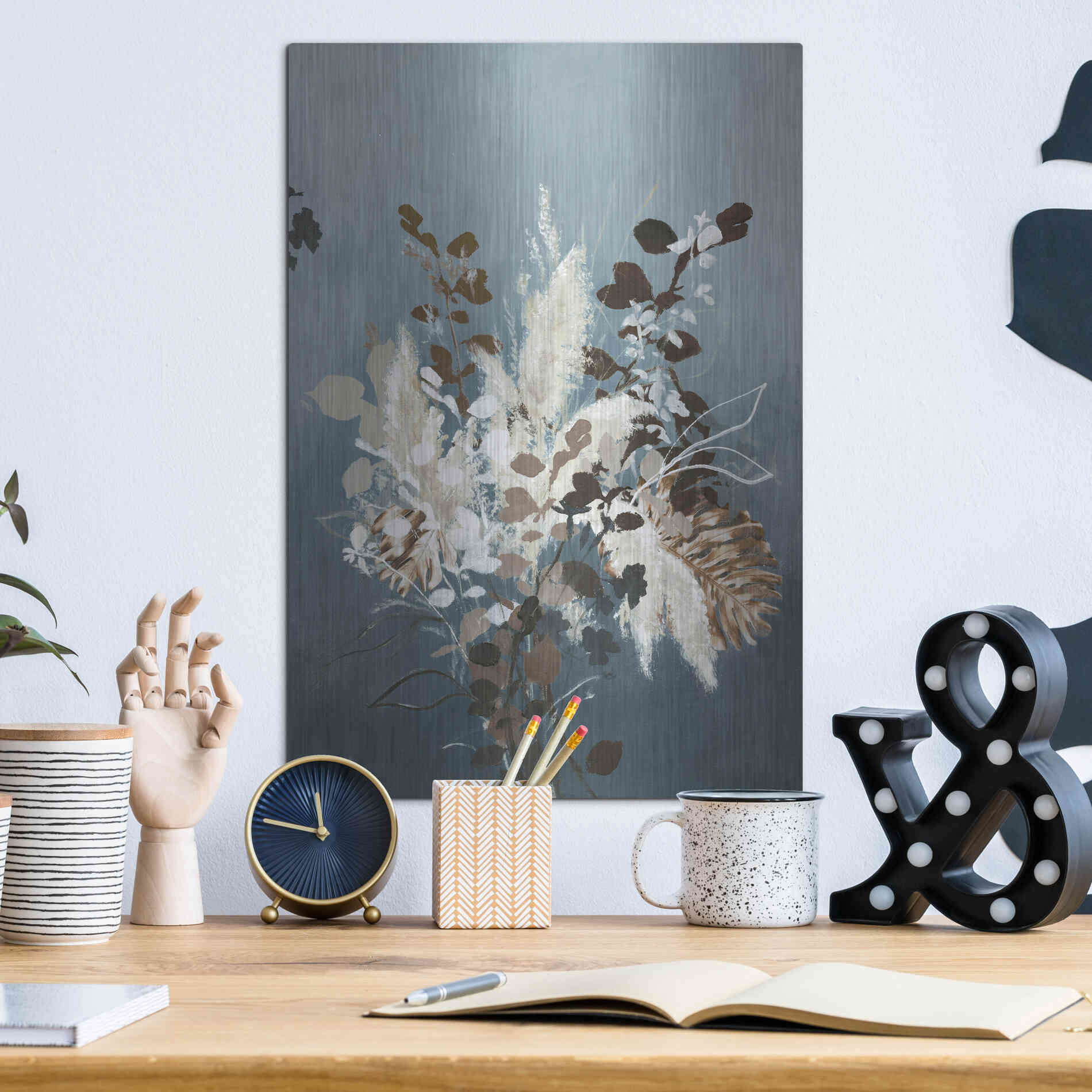 Luxe Metal Art 'Light Leaves 3' by Design Fabrikken, Metal Wall Art,12x16