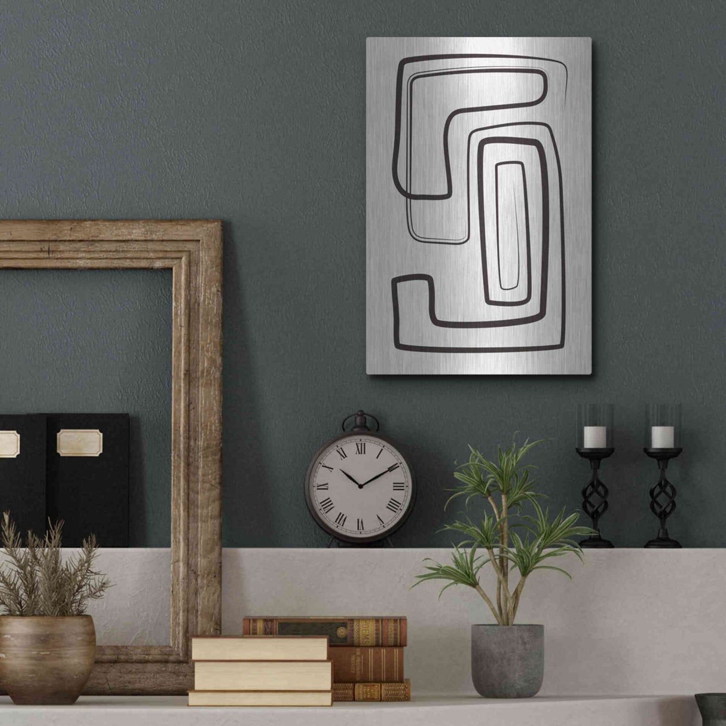 Luxe Metal Art 'Oneliners-2' by Design Fabrikken, Metal Wall Art,12x16