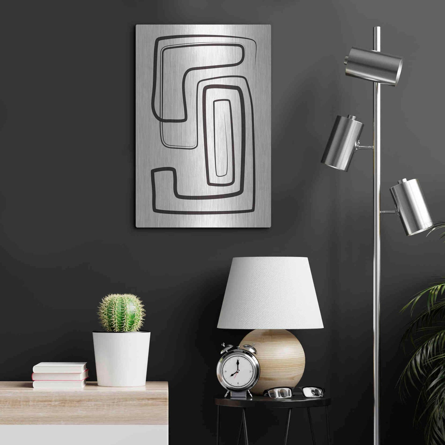 Luxe Metal Art 'Oneliners-2' by Design Fabrikken, Metal Wall Art,16x24