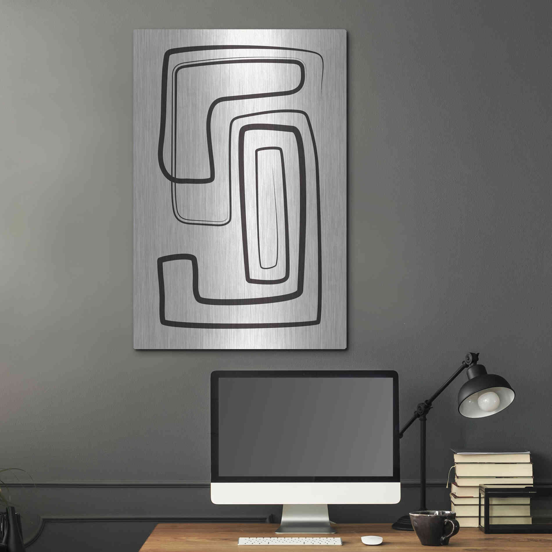 Luxe Metal Art 'Oneliners-2' by Design Fabrikken, Metal Wall Art,24x36