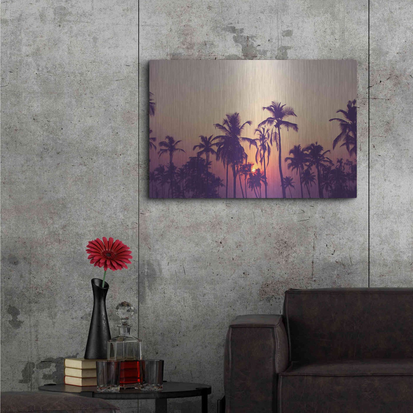 Luxe Metal Art 'Palm Sky 1' by Design Fabrikken, Metal Wall Art,36x24