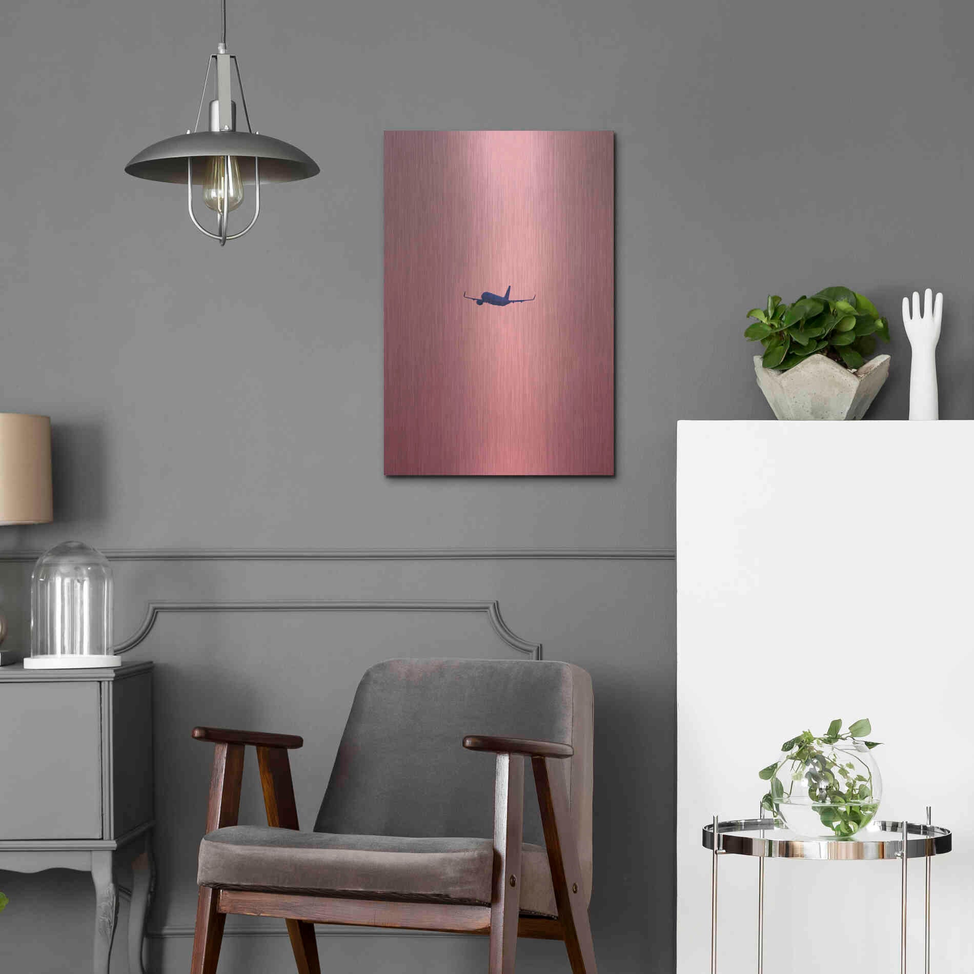 Luxe Metal Art 'Pink Flight' by Design Fabrikken, Metal Wall Art,16x24