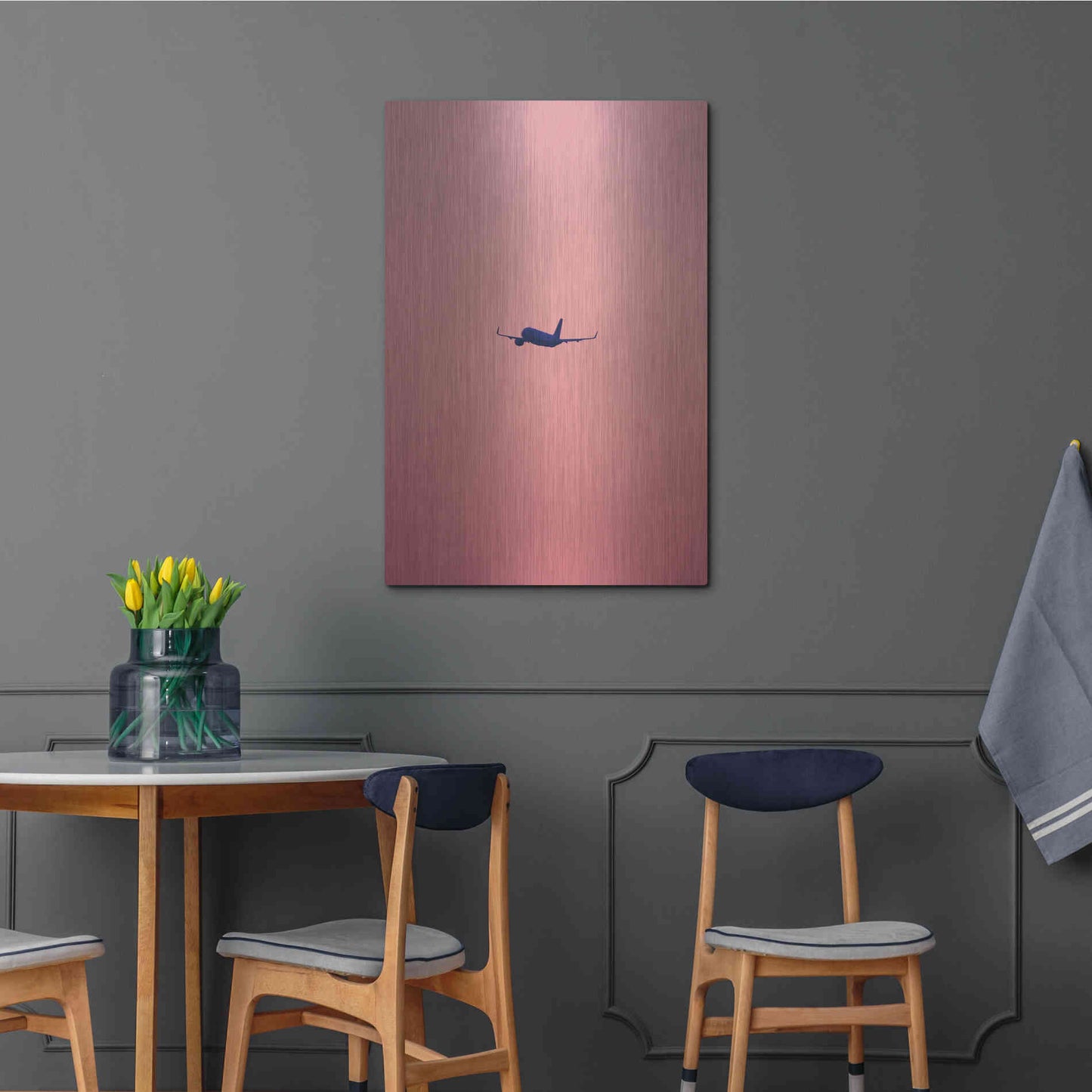 Luxe Metal Art 'Pink Flight' by Design Fabrikken, Metal Wall Art,24x36
