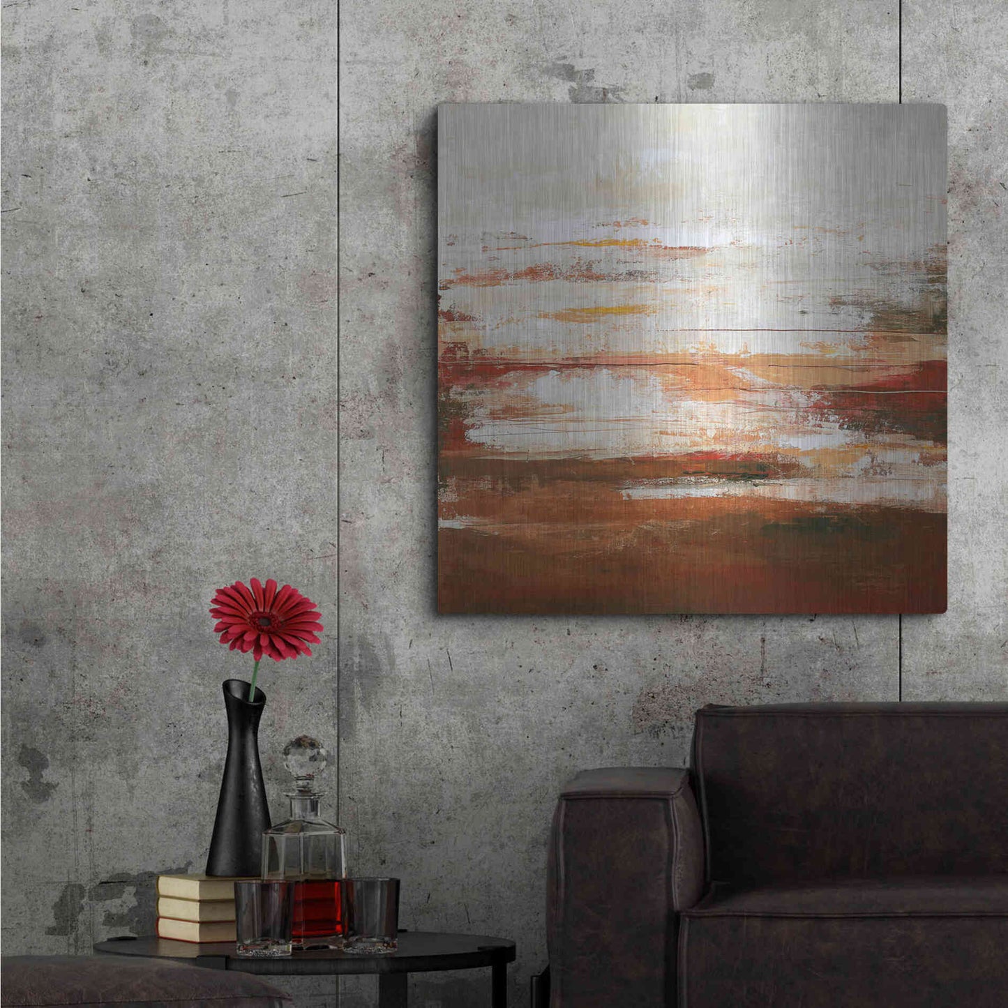 Luxe Metal Art 'Red Limit' by Design Fabrikken, Metal Wall Art,36x36