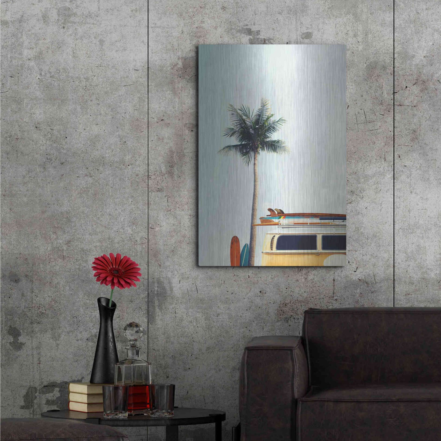 Luxe Metal Art 'Surf Bus Yellow' by Design Fabrikken, Metal Wall Art,24x36