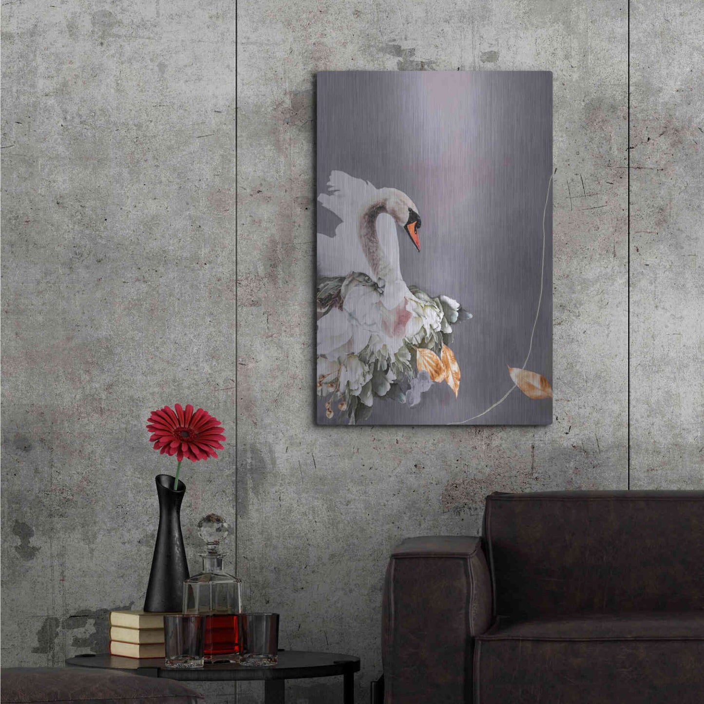 Luxe Metal Art 'Swan Gold 1' by Design Fabrikken, Metal Wall Art,24x36