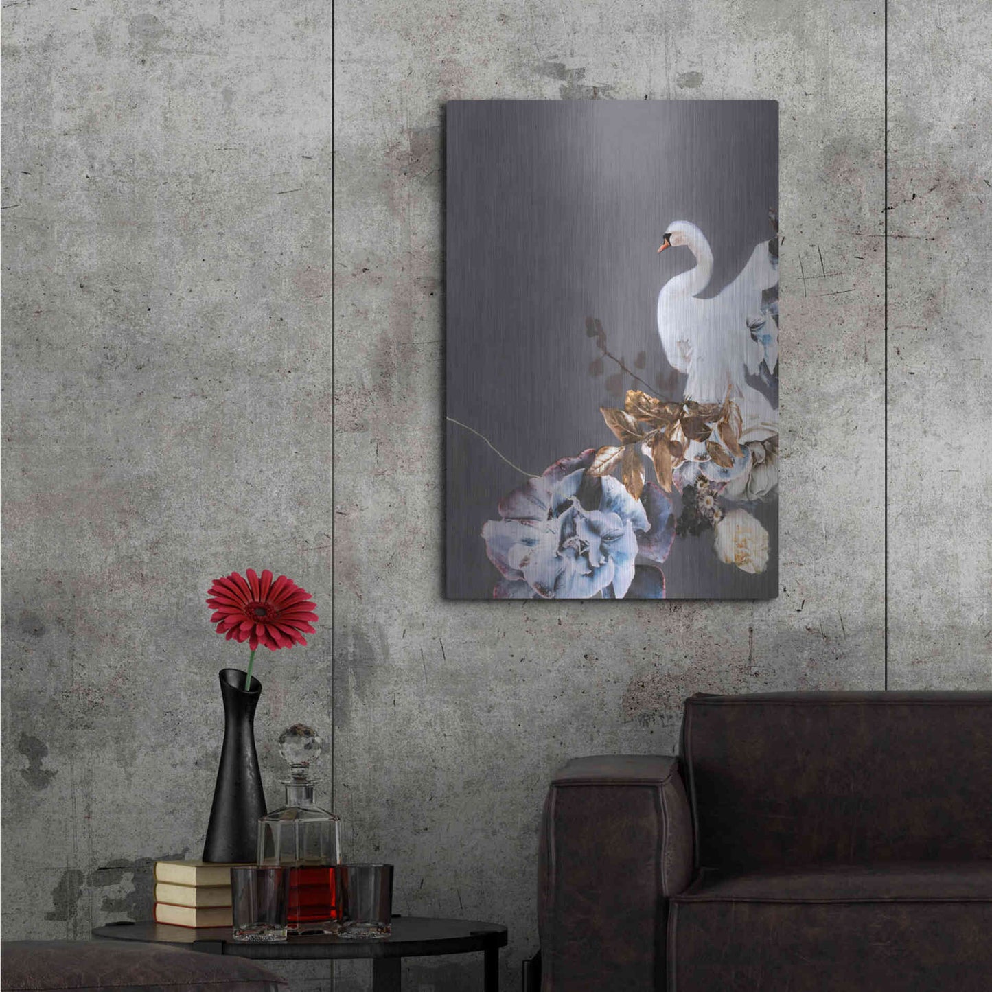 Luxe Metal Art 'Swan Gold 2' by Design Fabrikken, Metal Wall Art,24x36