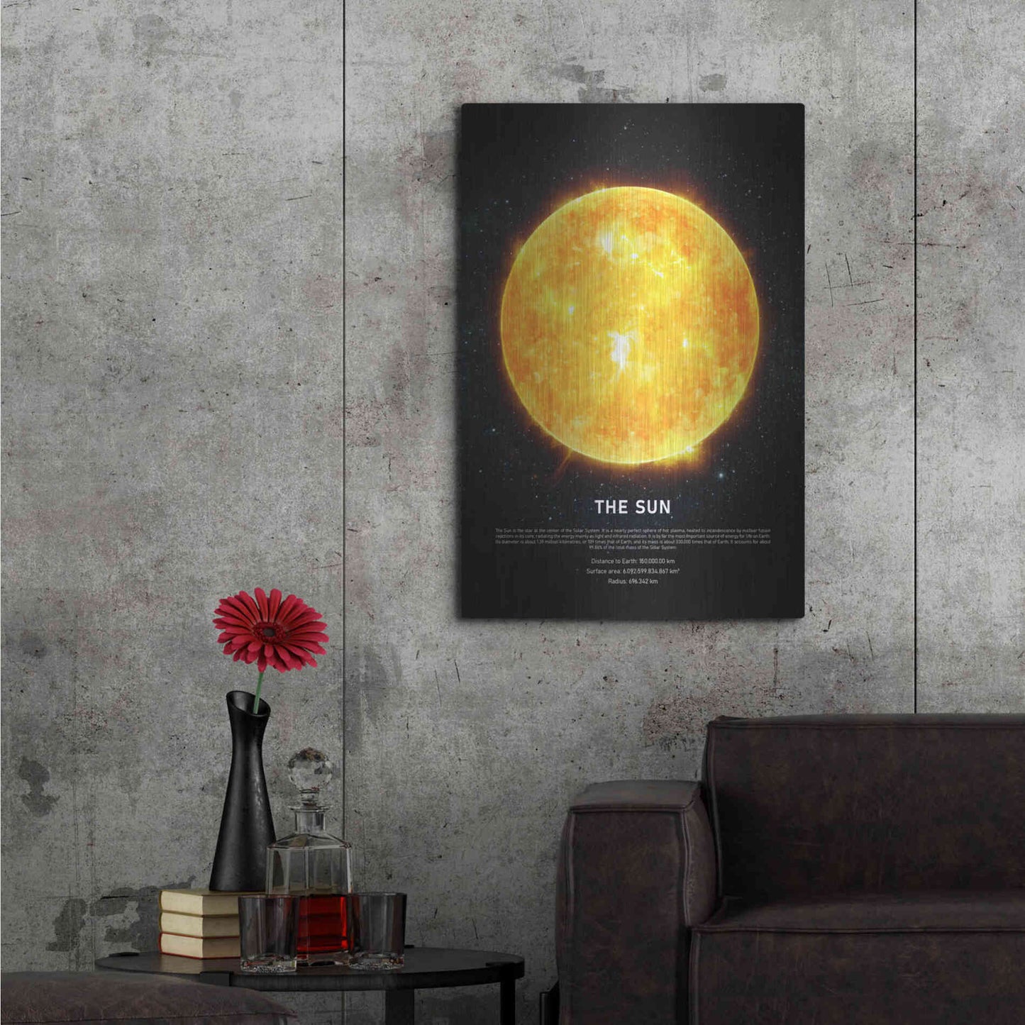 Luxe Metal Art 'The Sun' by Design Fabrikken, Metal Wall Art,24x36