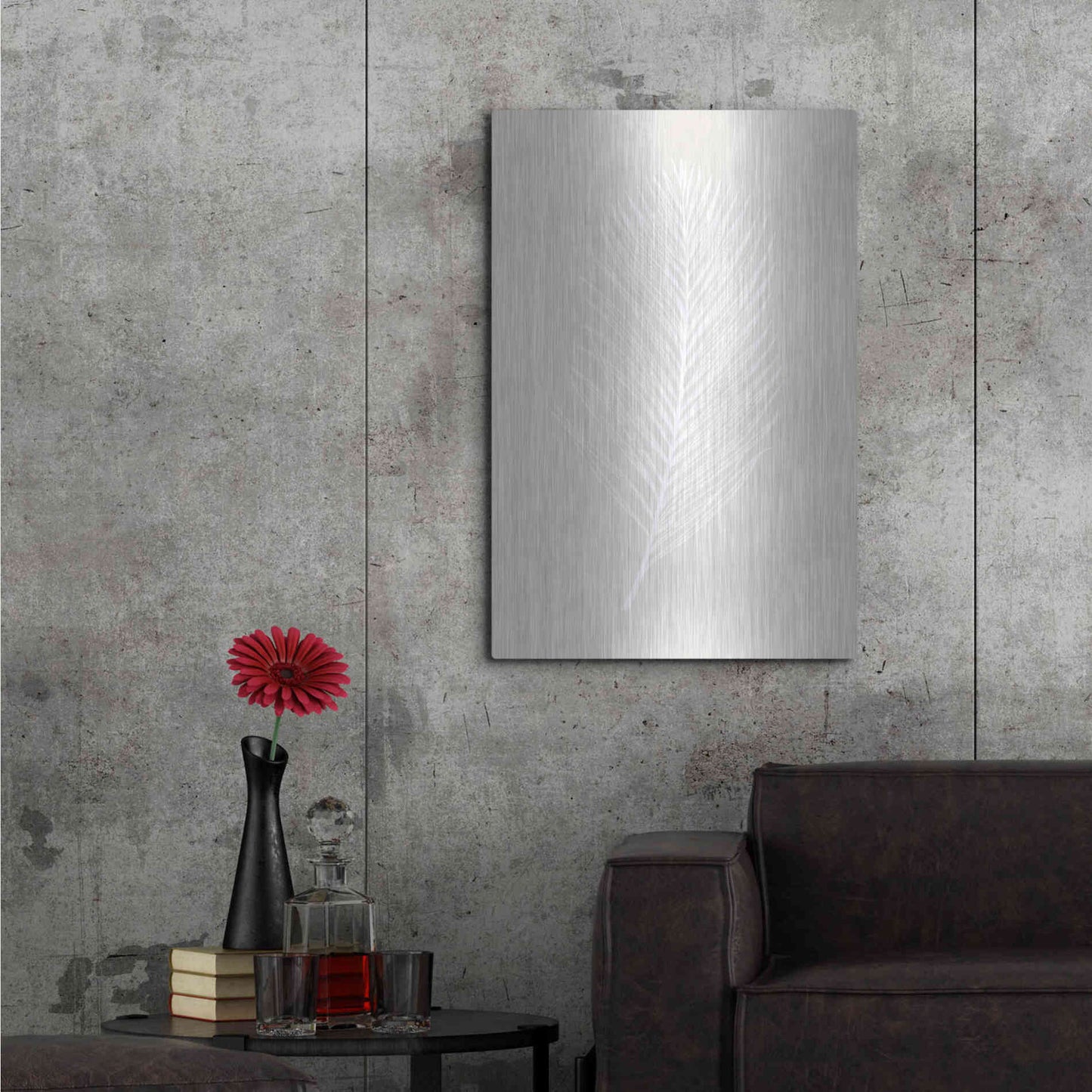 Luxe Metal Art 'White Leaf' by Design Fabrikken, Metal Wall Art,24x36