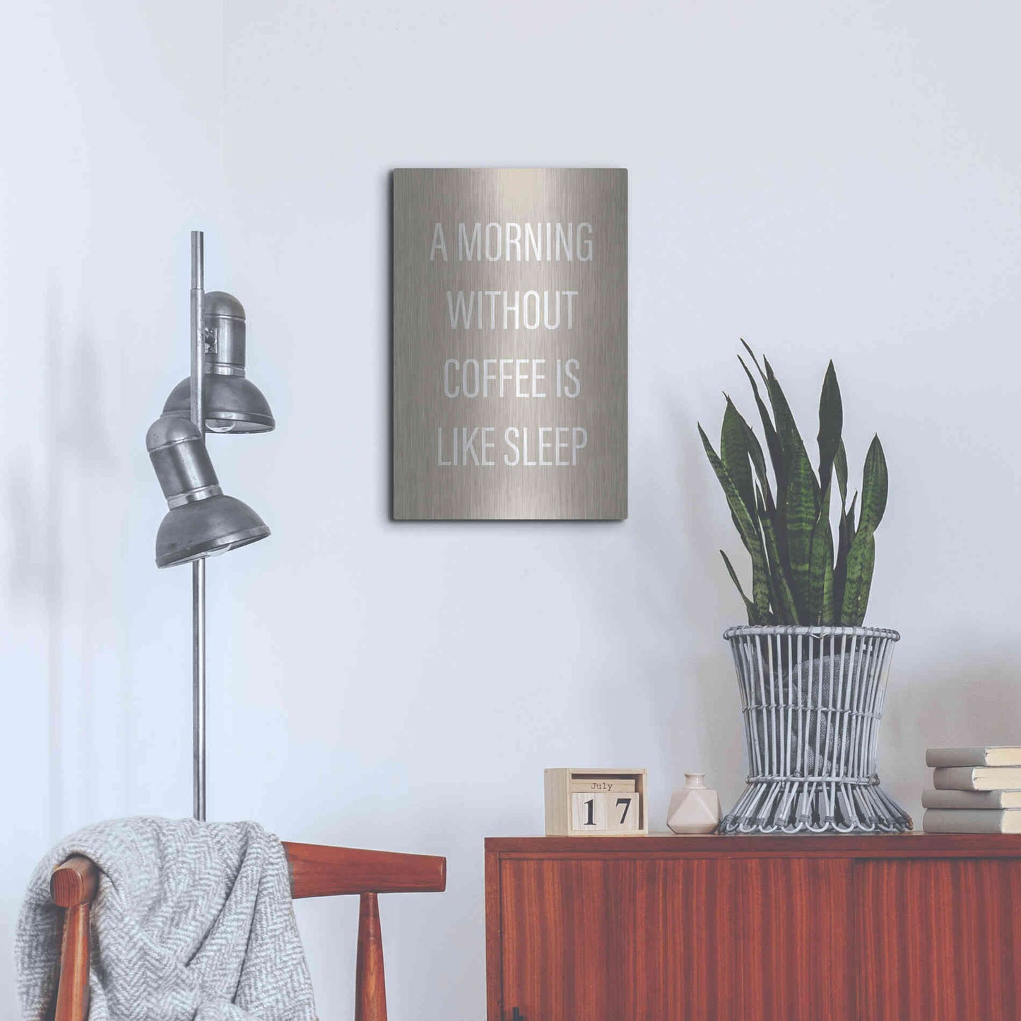 Luxe Metal Art 'Without Coffee' by Design Fabrikken, Metal Wall Art,16x24