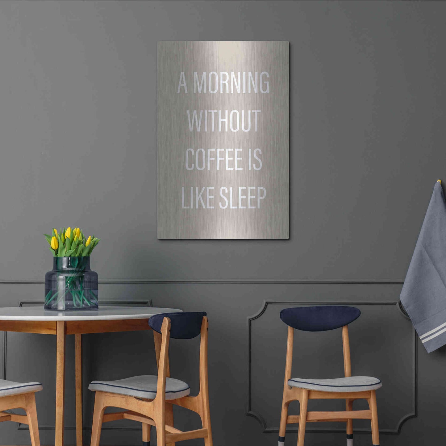 Luxe Metal Art 'Without Coffee' by Design Fabrikken, Metal Wall Art,24x36