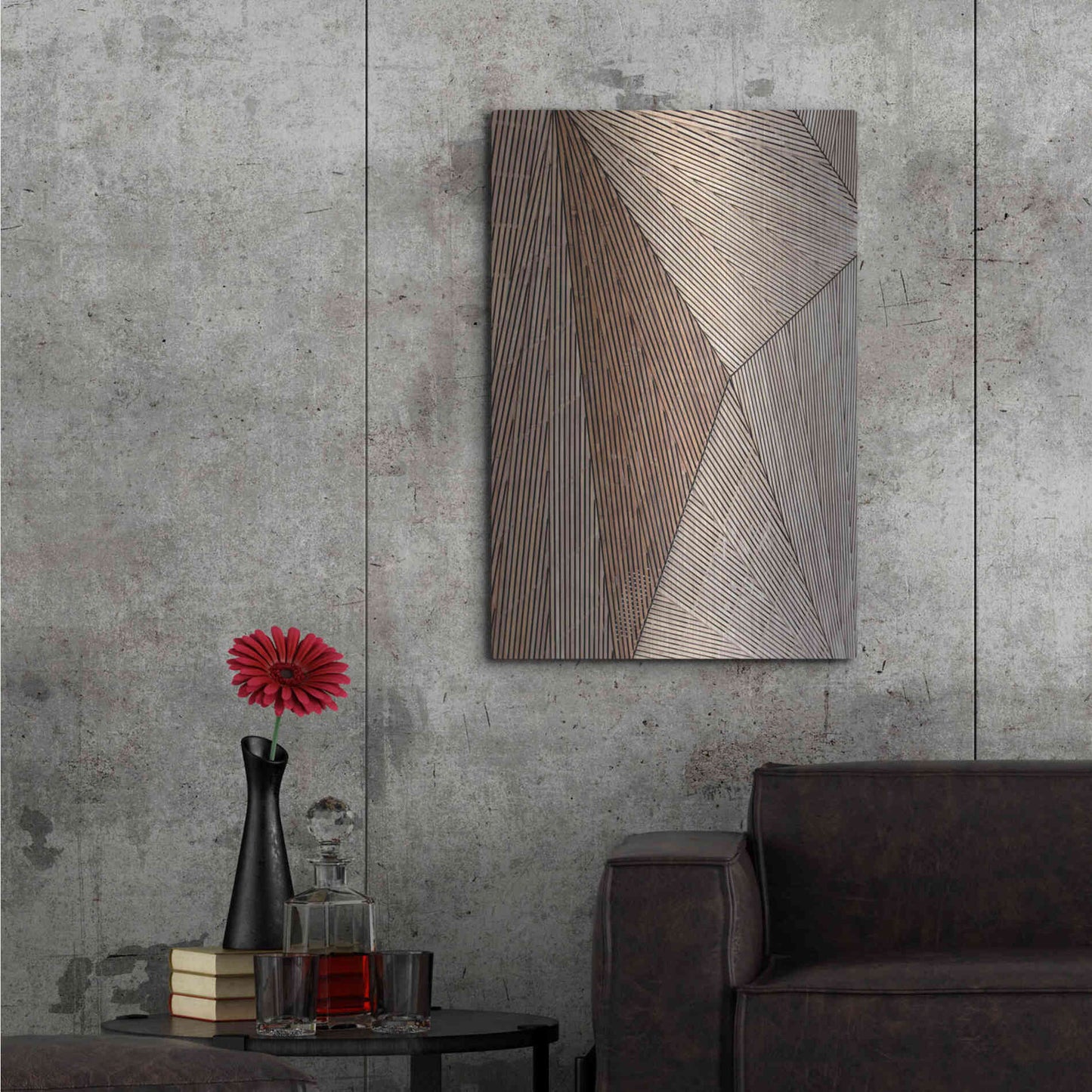 Luxe Metal Art 'Wooden Structure' by Design Fabrikken, Metal Wall Art,24x36