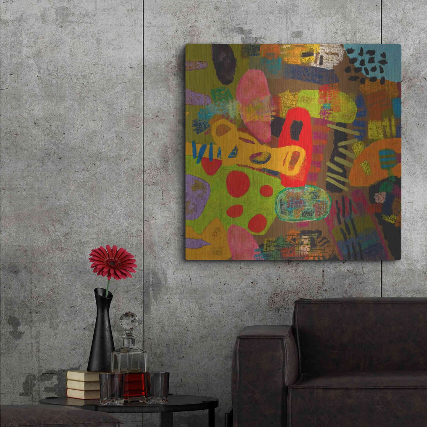 Luxe Metal Art 'Conversations in the Abstract 19' by Downs, Metal Wall Art,36x36