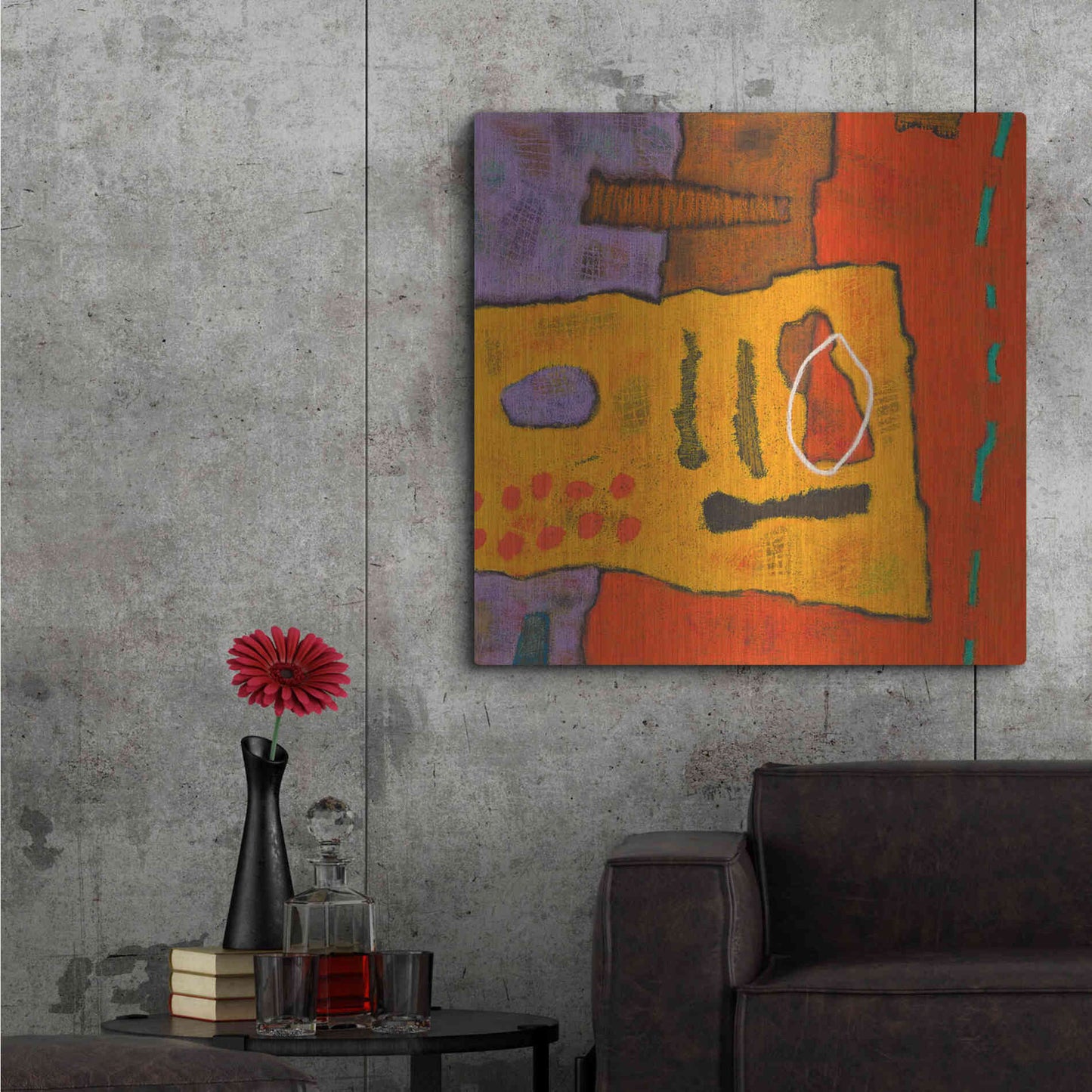 Luxe Metal Art 'Conversations in the Abstract 21' by Downs, Metal Wall Art,36x36