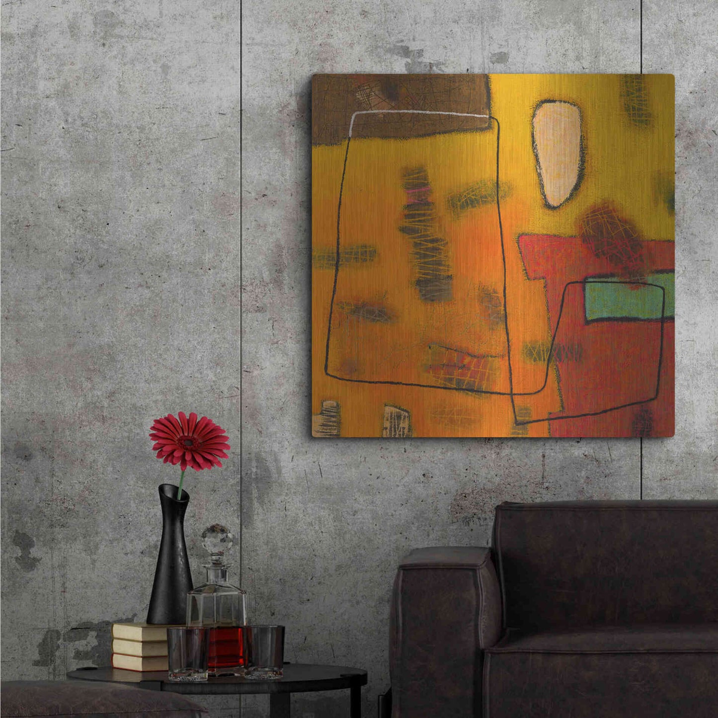 Luxe Metal Art 'Conversations in the Abstract 31' by Downs, Metal Wall Art,36x36