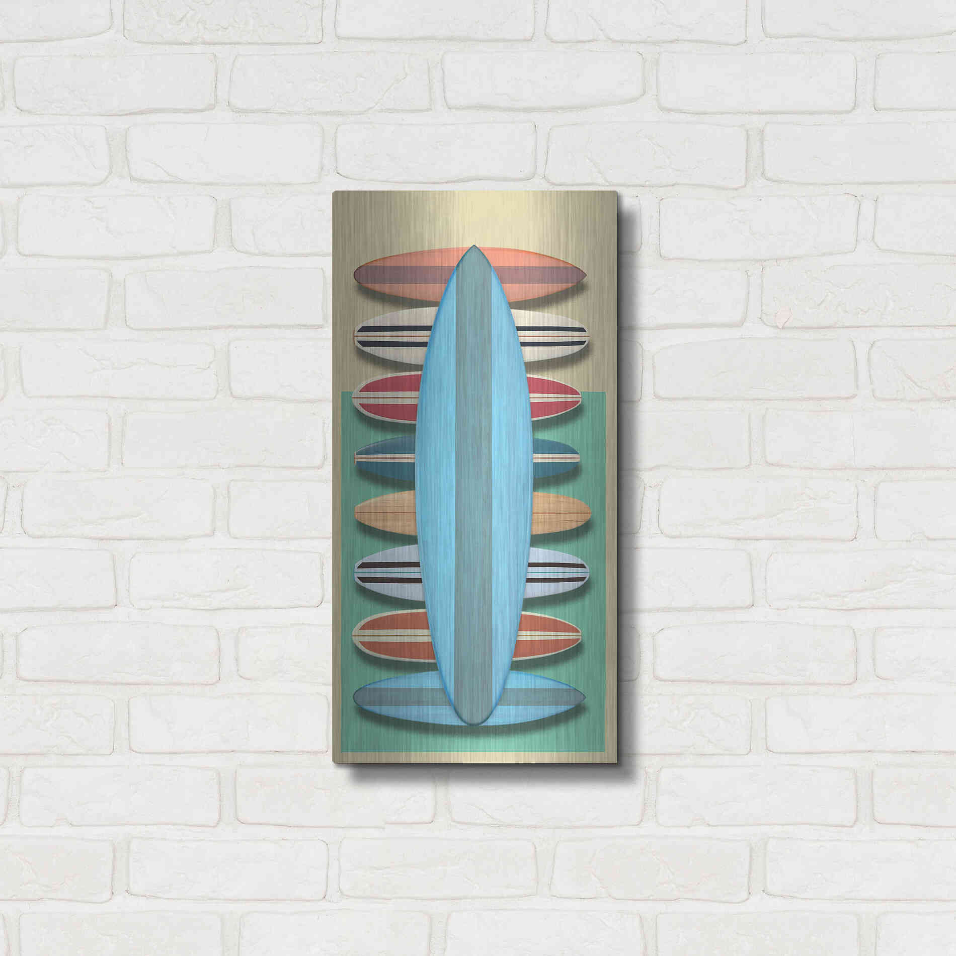 Luxe Metal Art 'Surfboards - Red' by Edward M. Fielding, Metal Wall Art,12x24