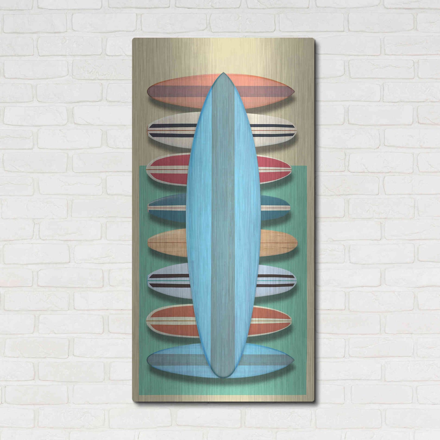 Luxe Metal Art 'Surfboards - Red' by Edward M. Fielding, Metal Wall Art,24x48