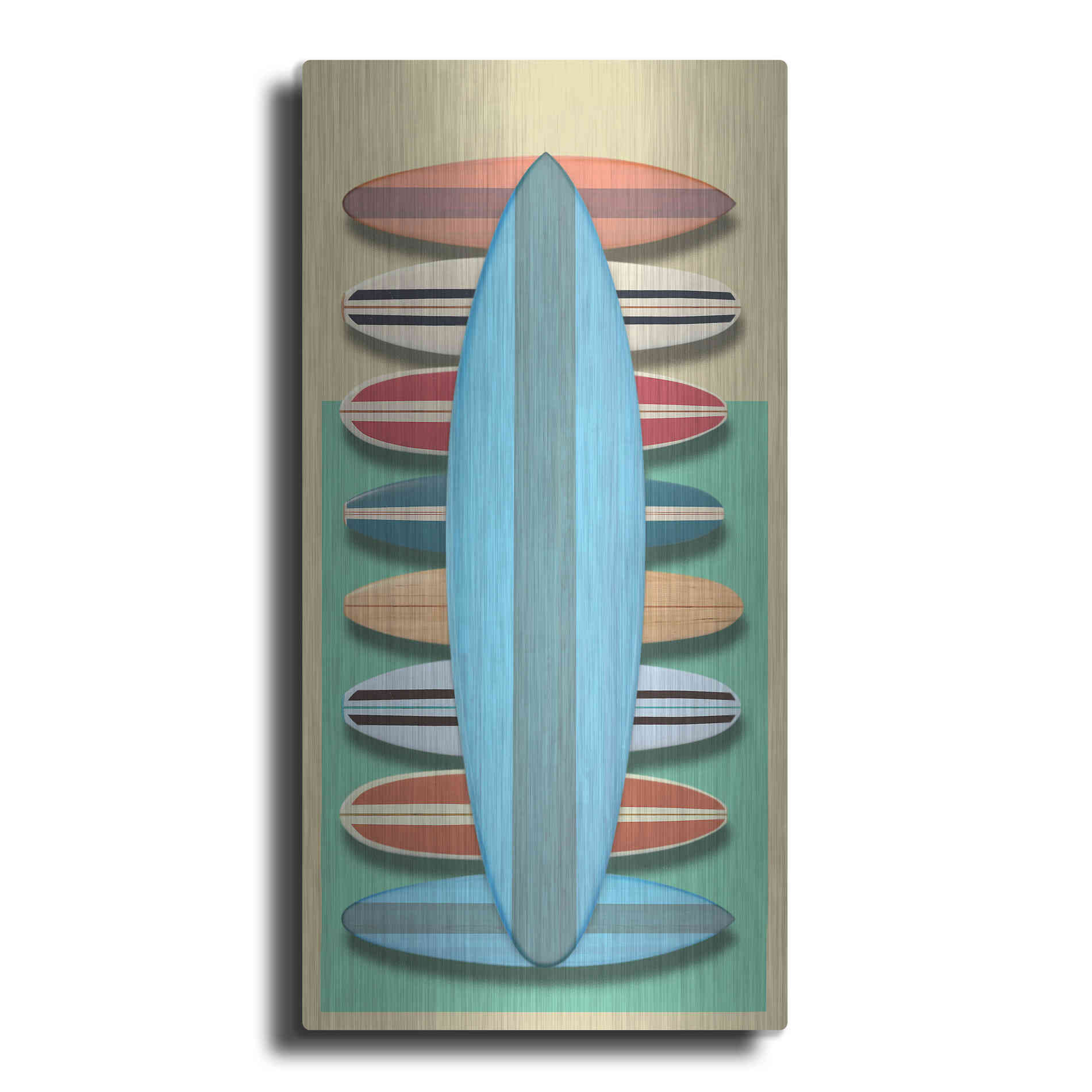 Luxe Metal Art 'Surfboards - Red' by Edward M. Fielding, Metal Wall Art