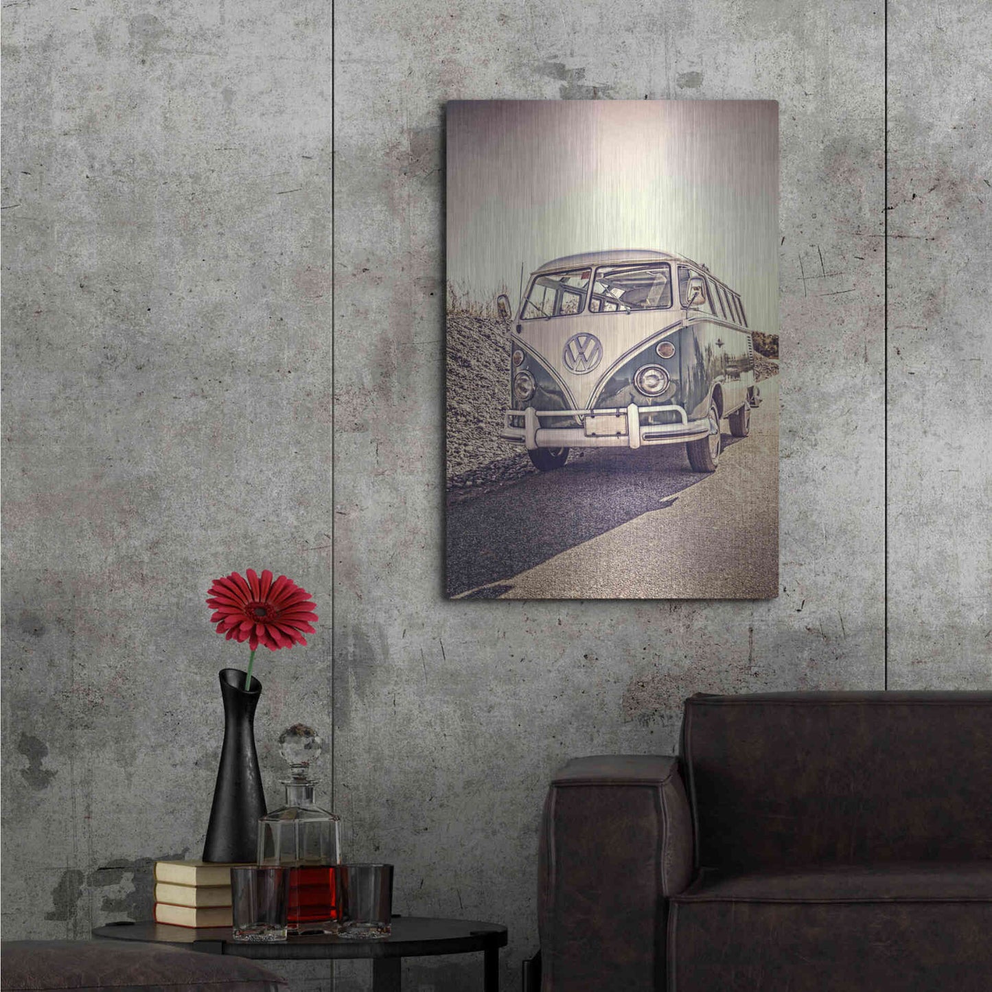Luxe Metal Art 'Surfers’ Vintage VW Bus' by Edward M. Fielding, Metal Wall Art,24x36