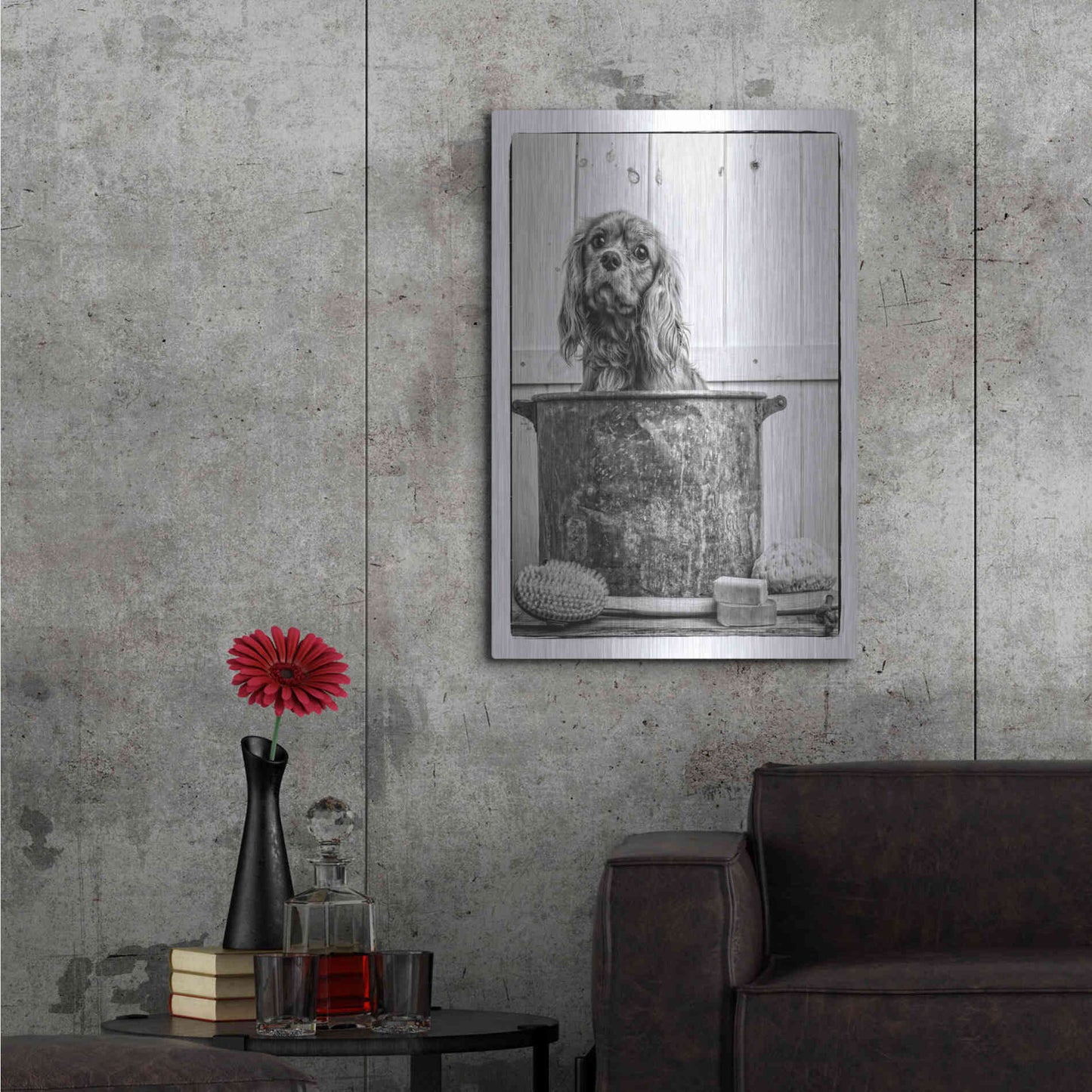 Luxe Metal Art 'Vintage Puppy Bath' by Edward M. Fielding, Metal Wall Art,24x36