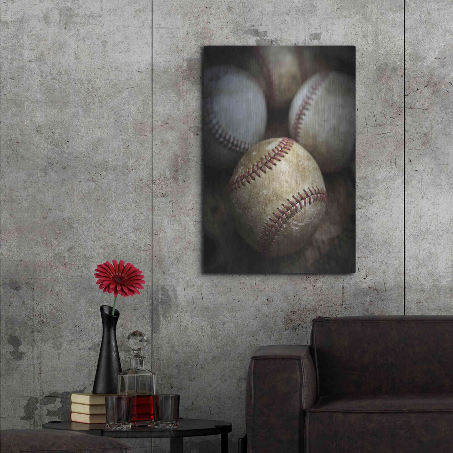 Luxe Metal Art 'Old Baseball' by Edward M. Fielding, Metal Wall Art,24x36