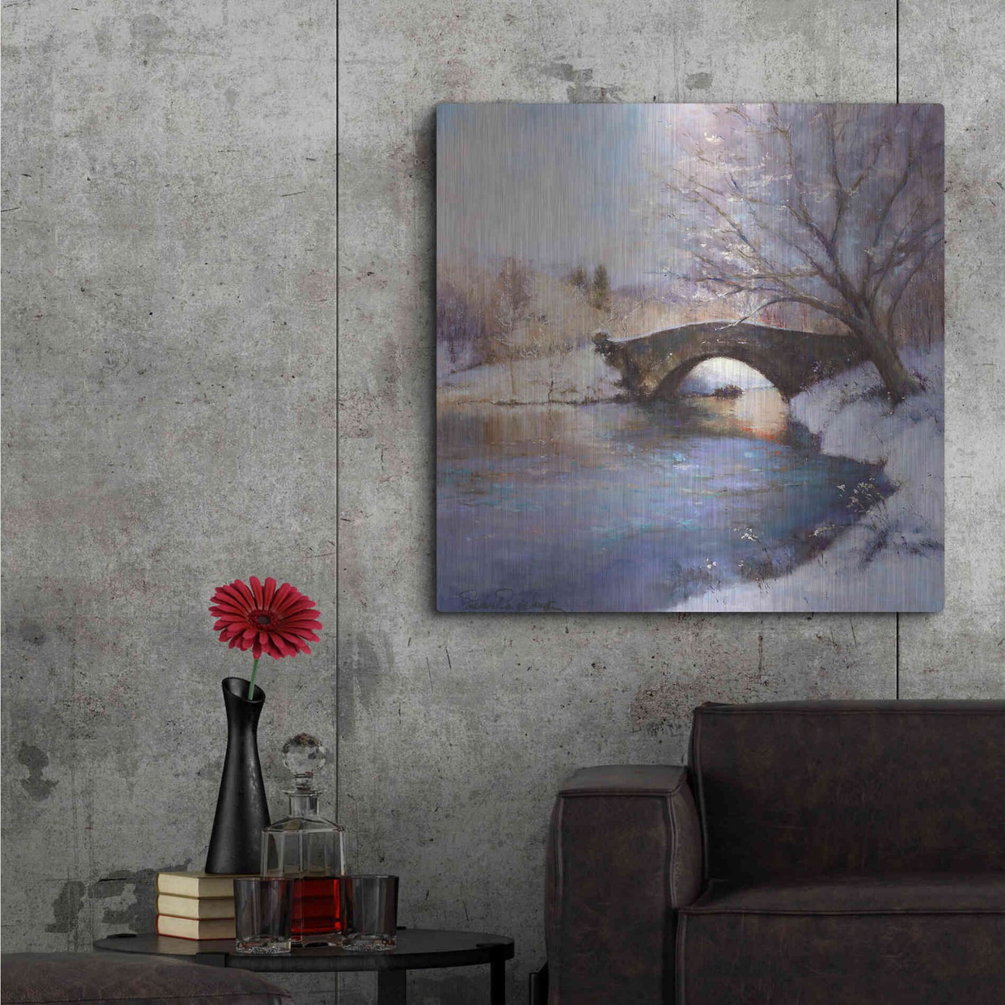 Luxe Metal Art 'Central Park Bridge' by Esther Engelman, Metal Wall Art,36x36