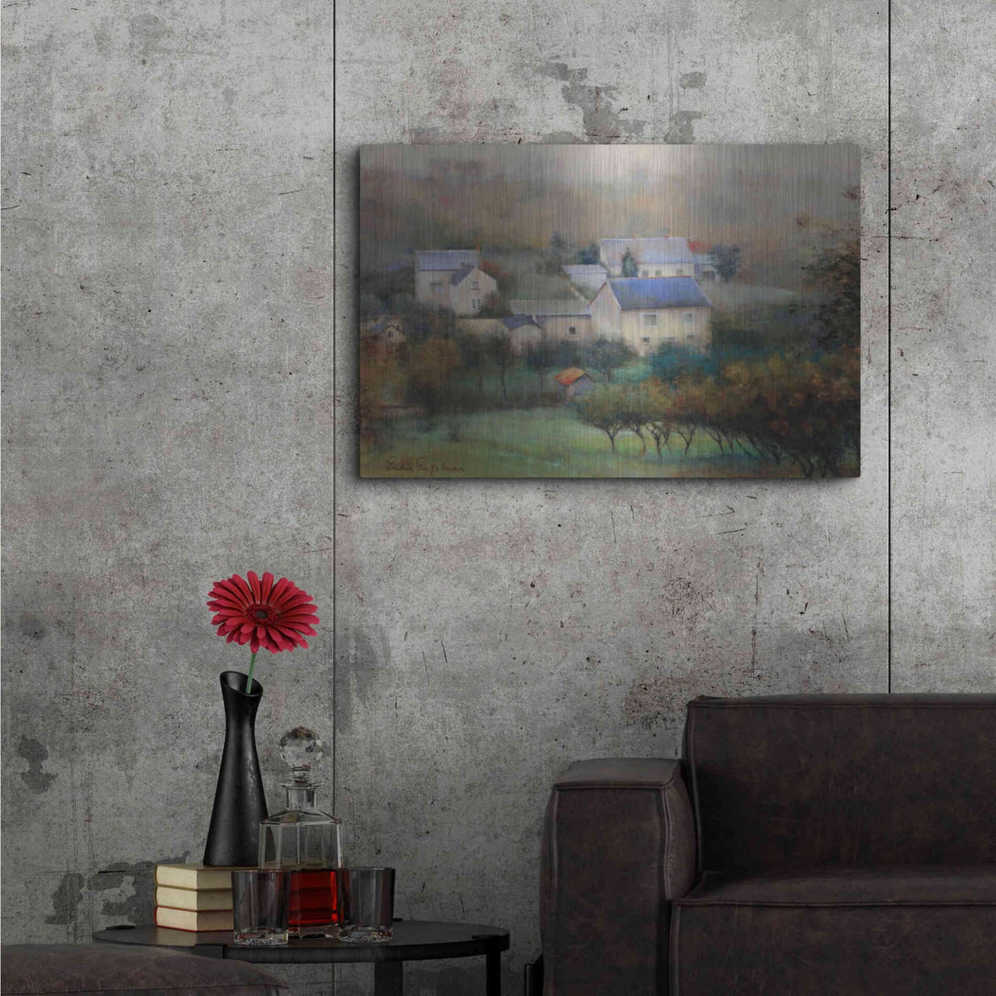 Luxe Metal Art 'Countryside Hamlet' by Esther Engelman, Metal Wall Art,36x24