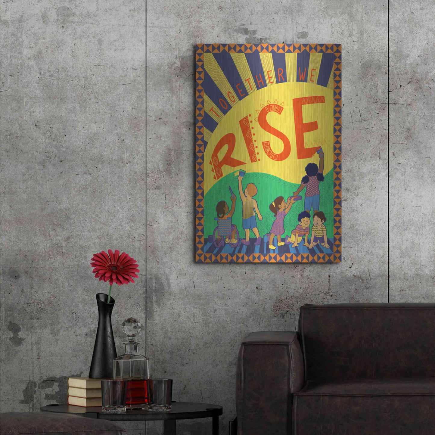 Luxe Metal Art 'Together We Rise' by Kris Duran, Metal Wall Art,24x36