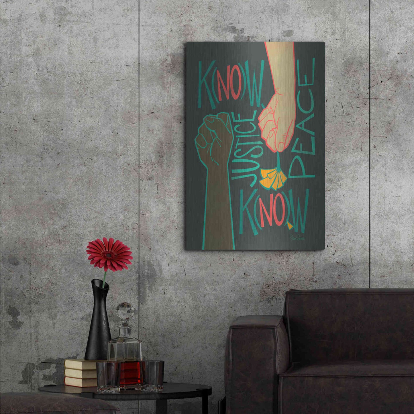 Luxe Metal Art 'Know Justice' by Kris Duran, Metal Wall Art,24x36