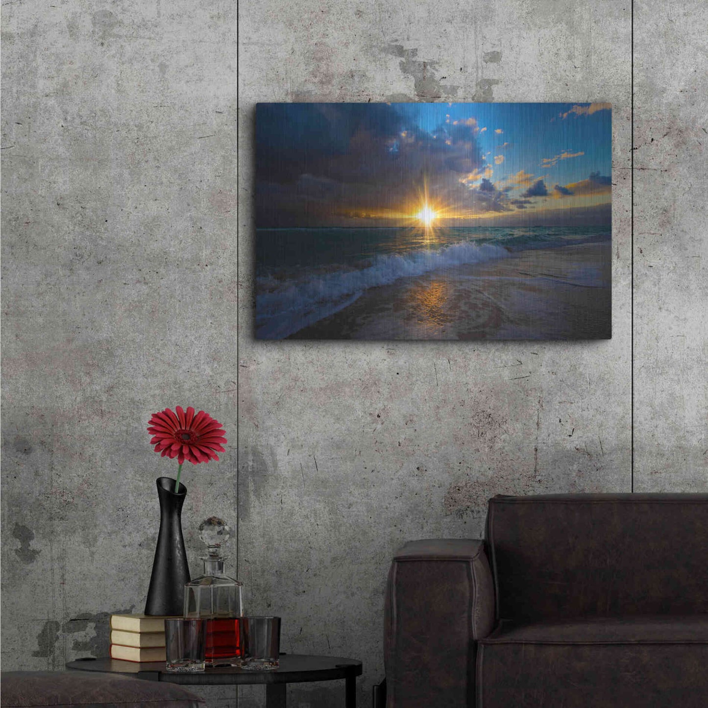 Luxe Metal Art 'Sunrise Over Miami Beach' by Lizzy Davis, Metal Wall Art,36x24