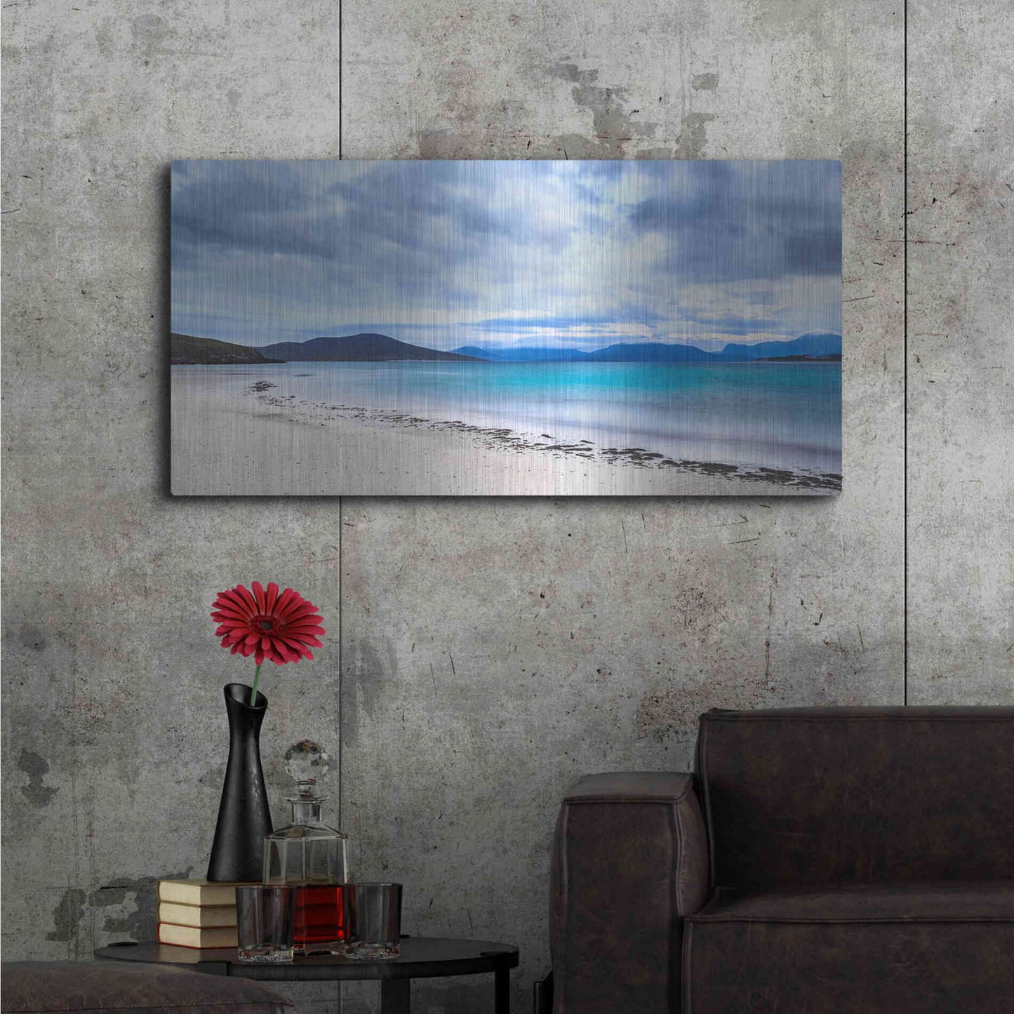 Luxe Metal Art 'Taransay Teal' by Lynne Douglas, Metal Wall Art,48x24