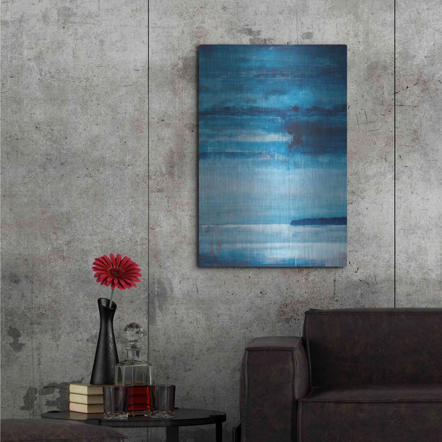 Luxe Metal Art 'Ocean Blue' by Michael A. Diliberto, Metal Wall Art,24x36