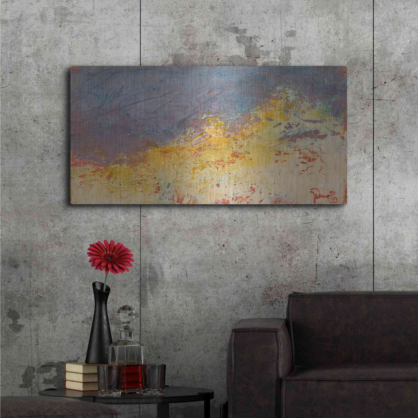 Luxe Metal Art 'Aerial' by Patrick Dennis, Metal Wall Art,48x24