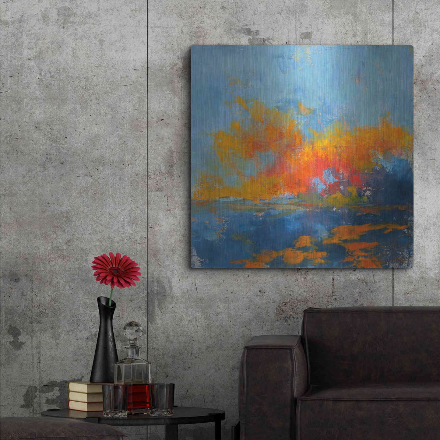 Luxe Metal Art 'Blue on Blue' by Patrick Dennis, Metal Wall Art,36x36