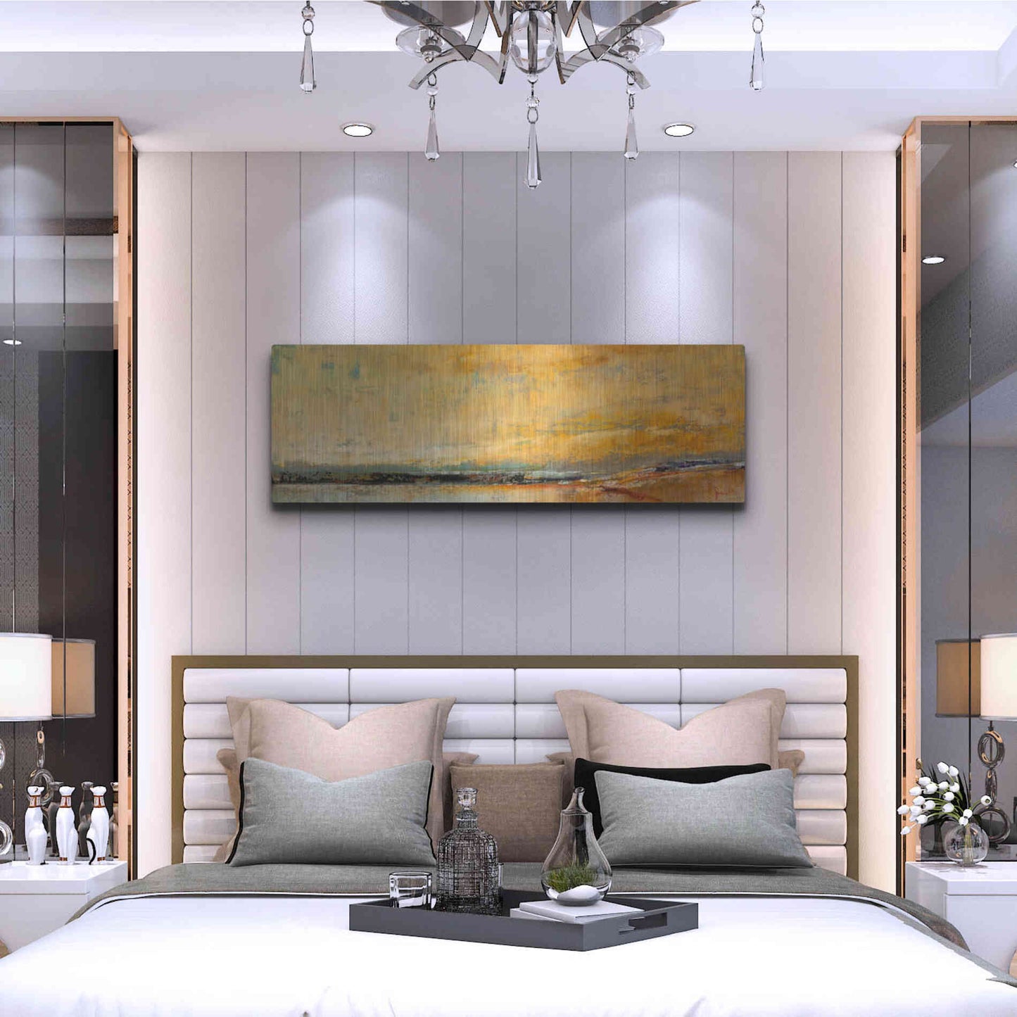 Luxe Metal Art 'Winter Sky' by Patrick Dennis, Metal Wall Art,48x16