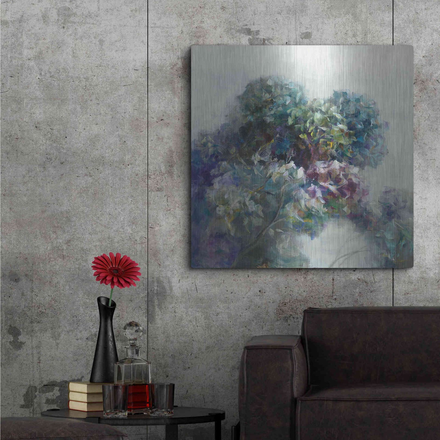 Luxe Metal Art 'Abstract Hydrangea' by Danhui Nai, Metal Wall Art,36x36