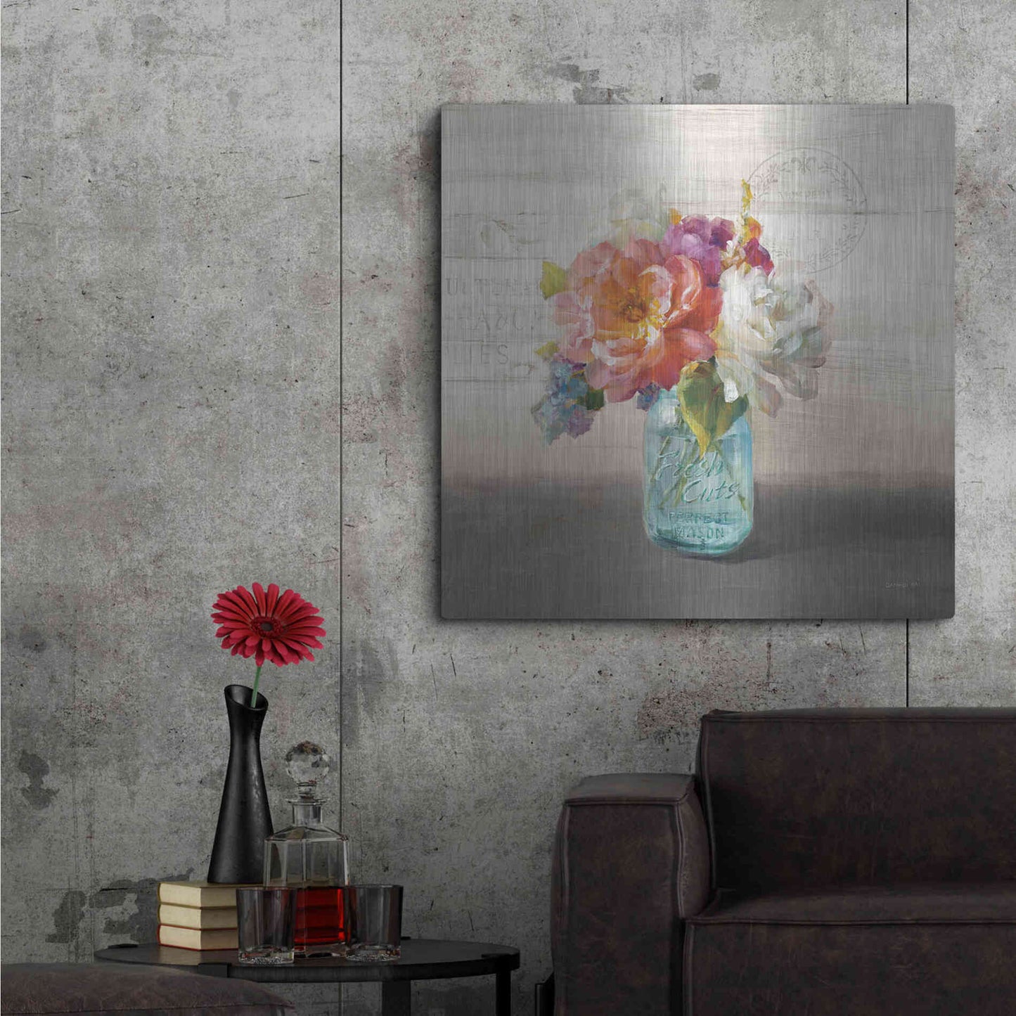 Luxe Metal Art 'French Cottage Bouquet I Mothers' by Danhui Nai, Metal Wall Art,36x36