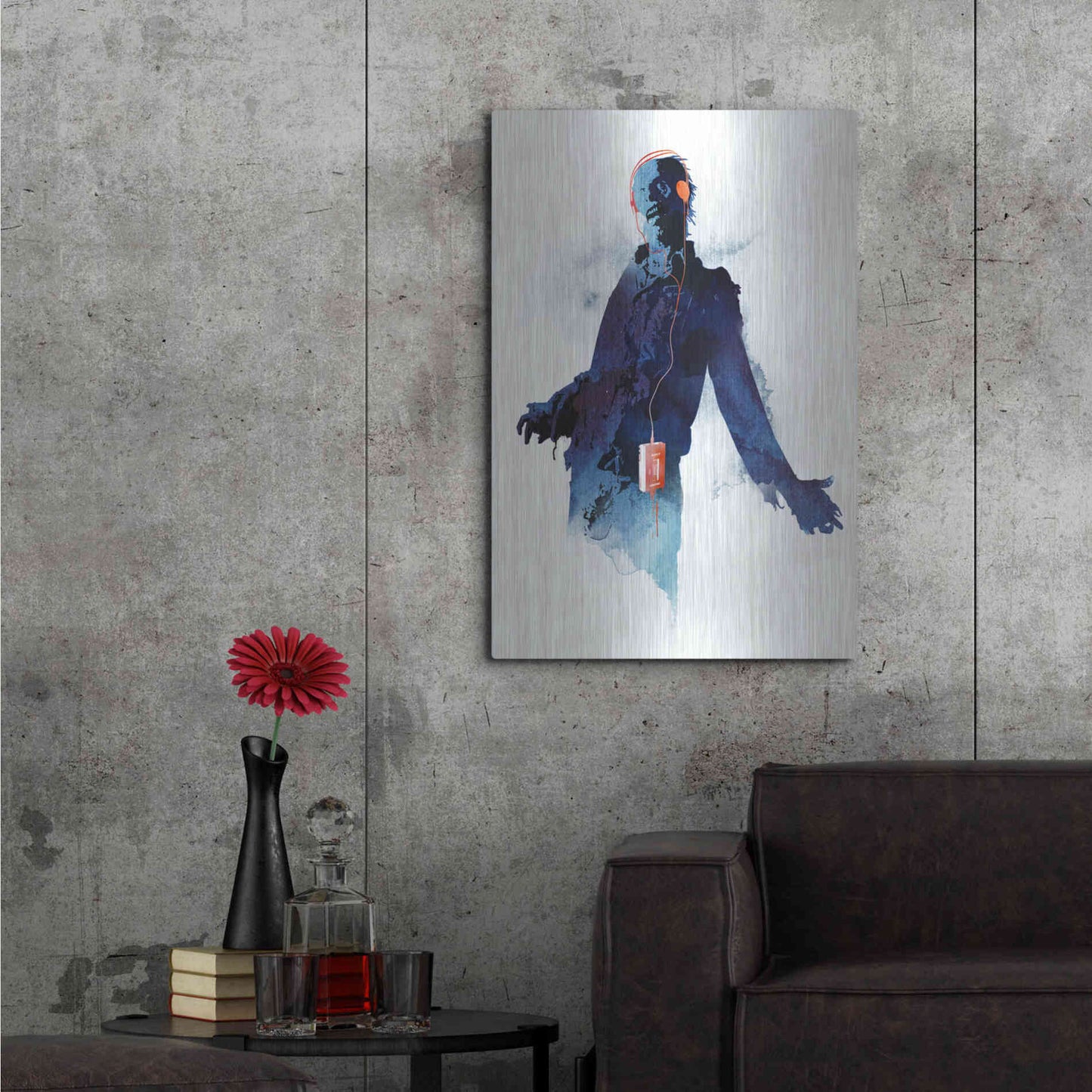 Luxe Metal Art 'Walkman Dead' by Robert Farkas, Metal Wall Art,24x36