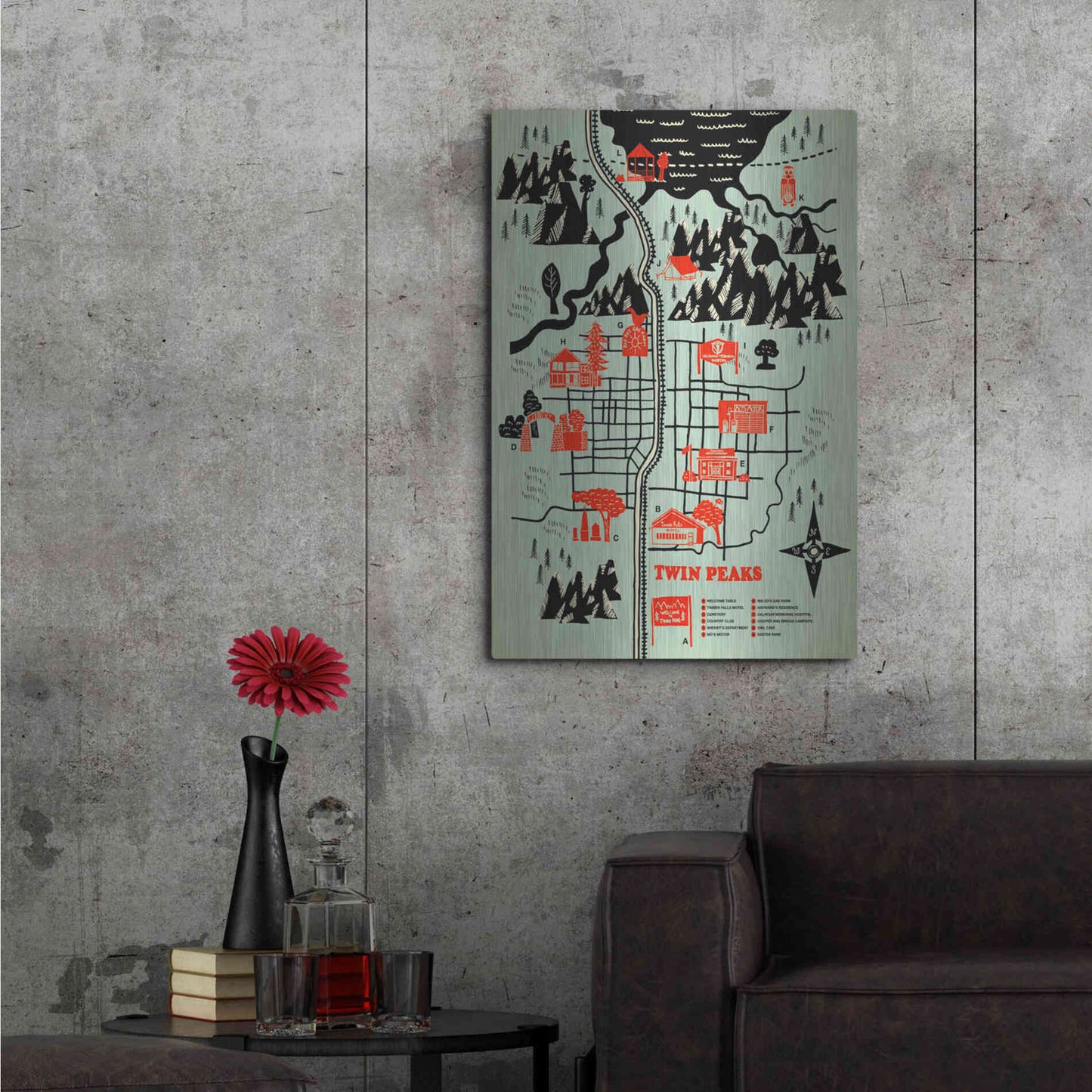 Luxe Metal Art 'Welcome to Twinpeaks' by Robert Farkas, Metal Wall Art,24x36