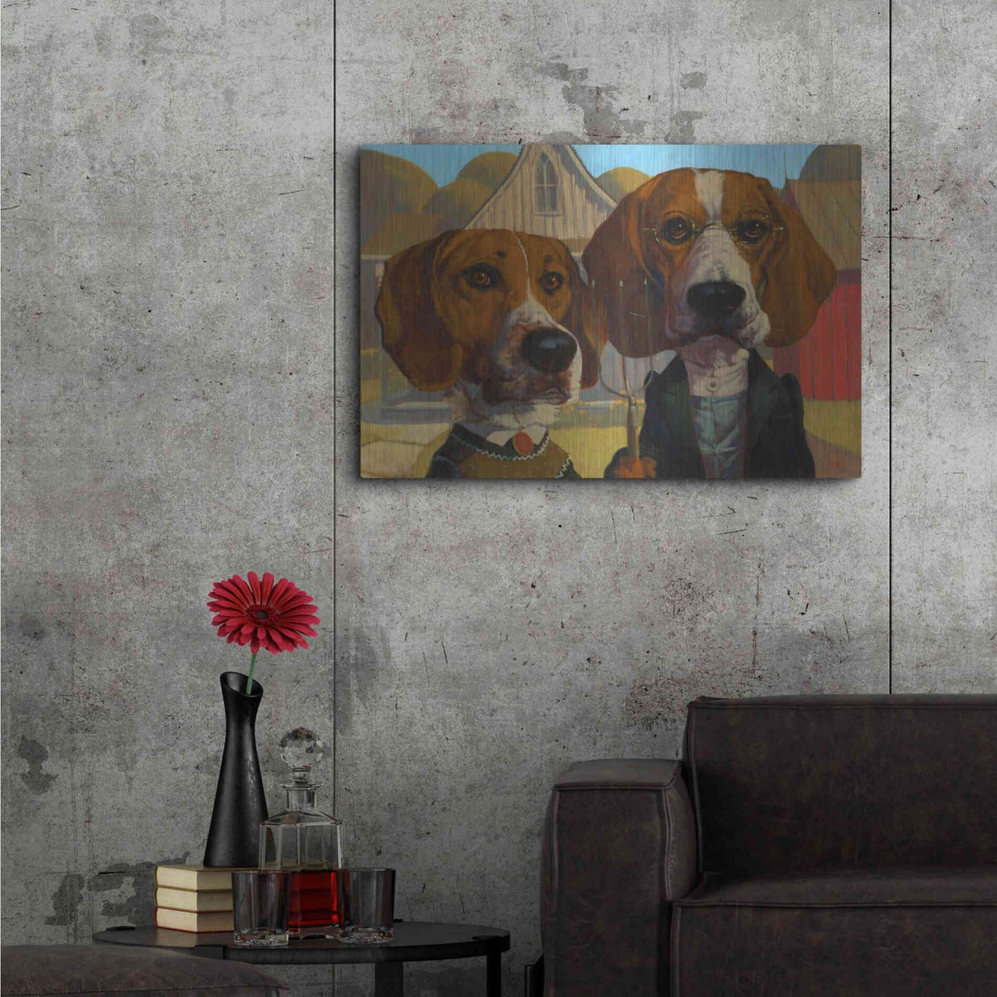 Luxe Metal Art 'American Gothic' by Thomas Fluharty, Metal Wall Art,36x24