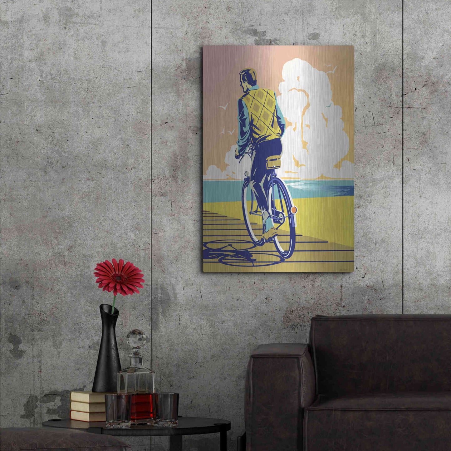 Luxe Metal Art 'Beach Bike' by David Chestnutt, Metal Wall Art,24x36