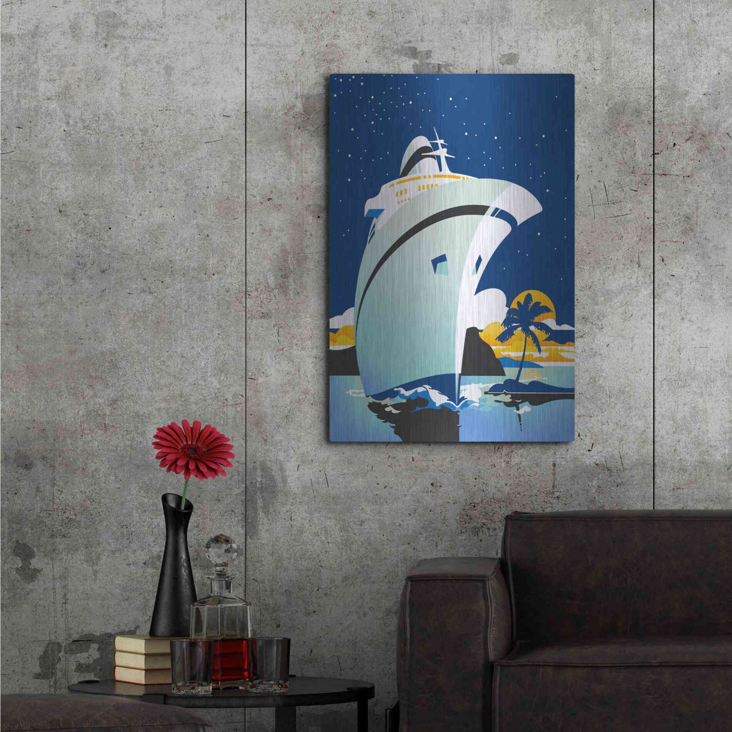 Luxe Metal Art 'Cruise Cover' by David Chestnutt, Metal Wall Art,24x36