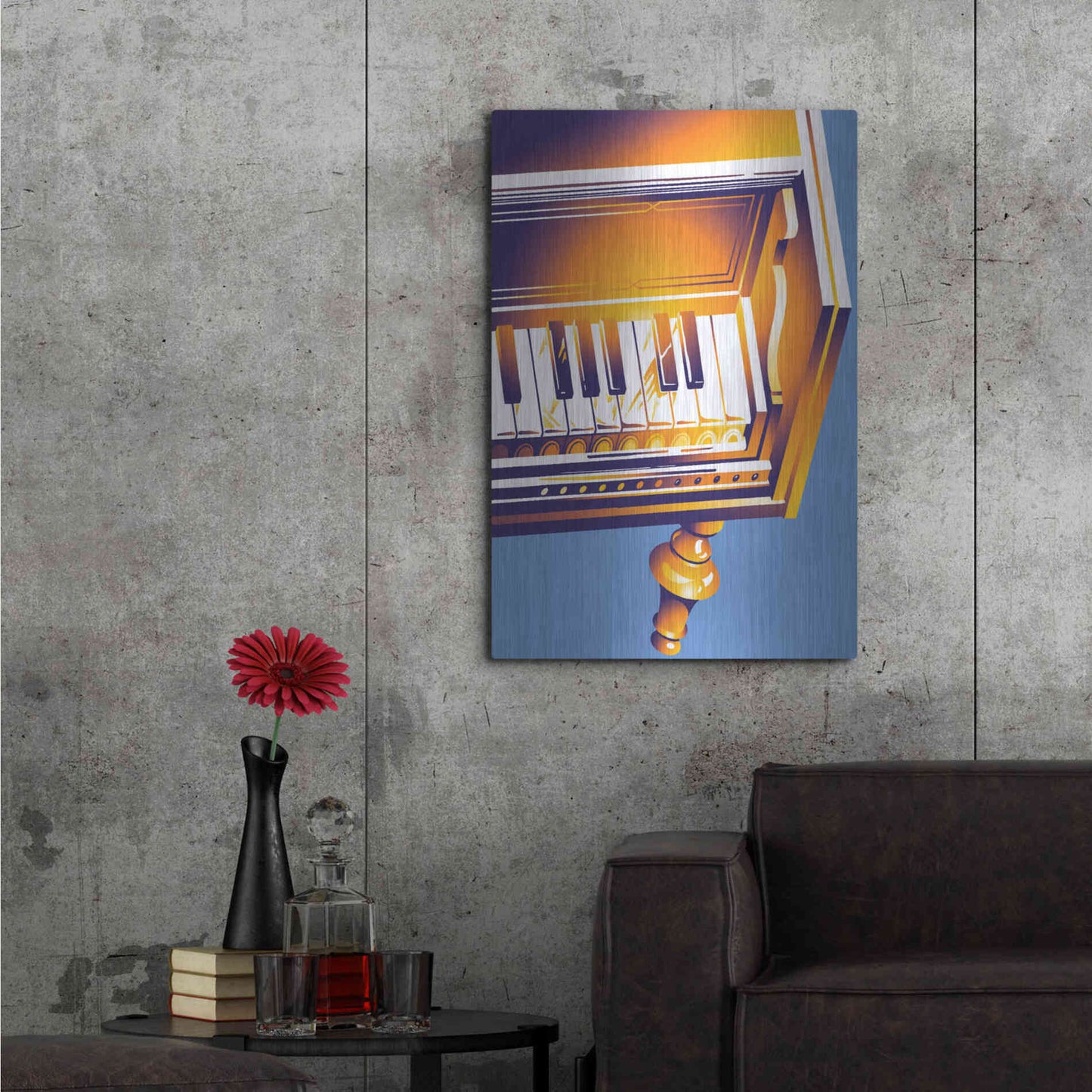 Luxe Metal Art 'Old Piano' by David Chestnutt, Metal Wall Art,24x36