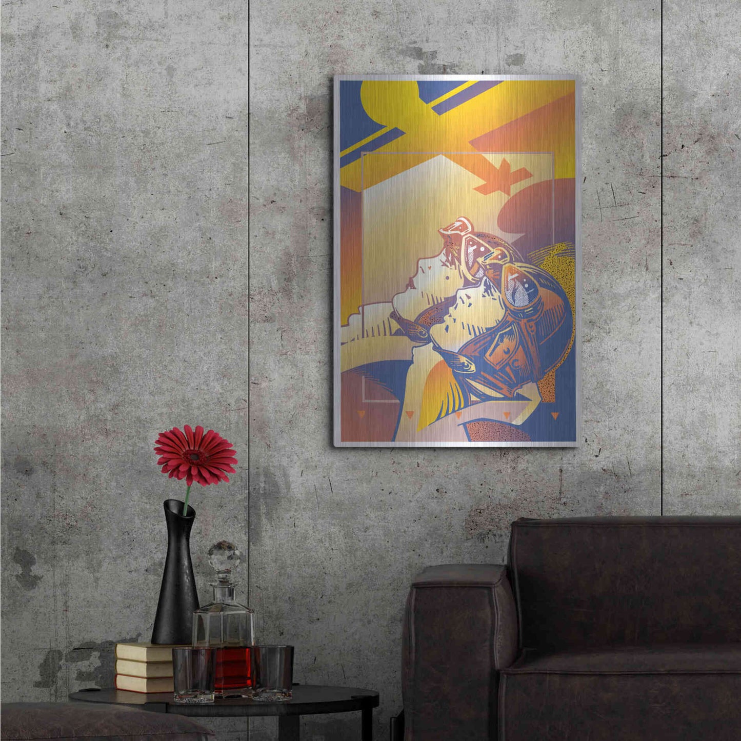 Luxe Metal Art 'Pilots Orange' by David Chestnutt, Metal Wall Art,24x36