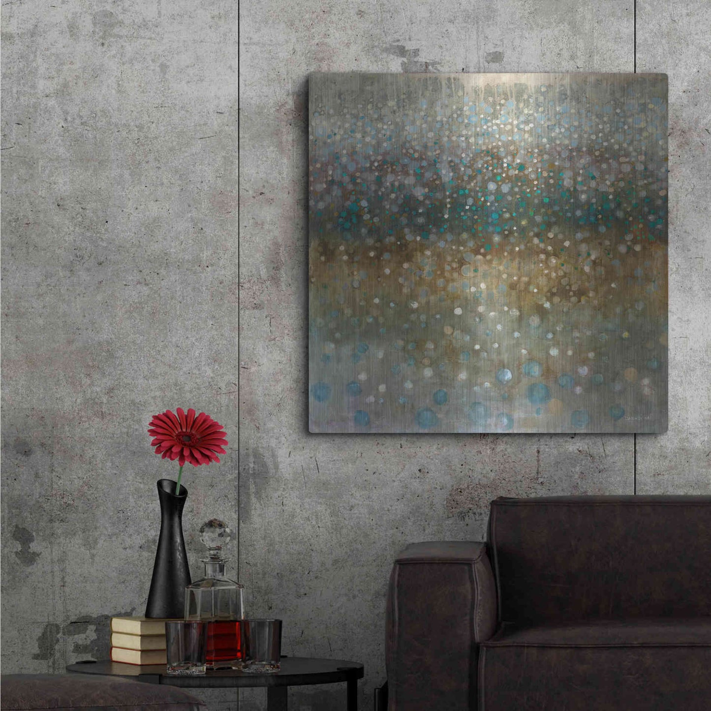 Luxe Metal Art 'Abstract Rain' by Danhui Nai, Metal Wall Art,36x36
